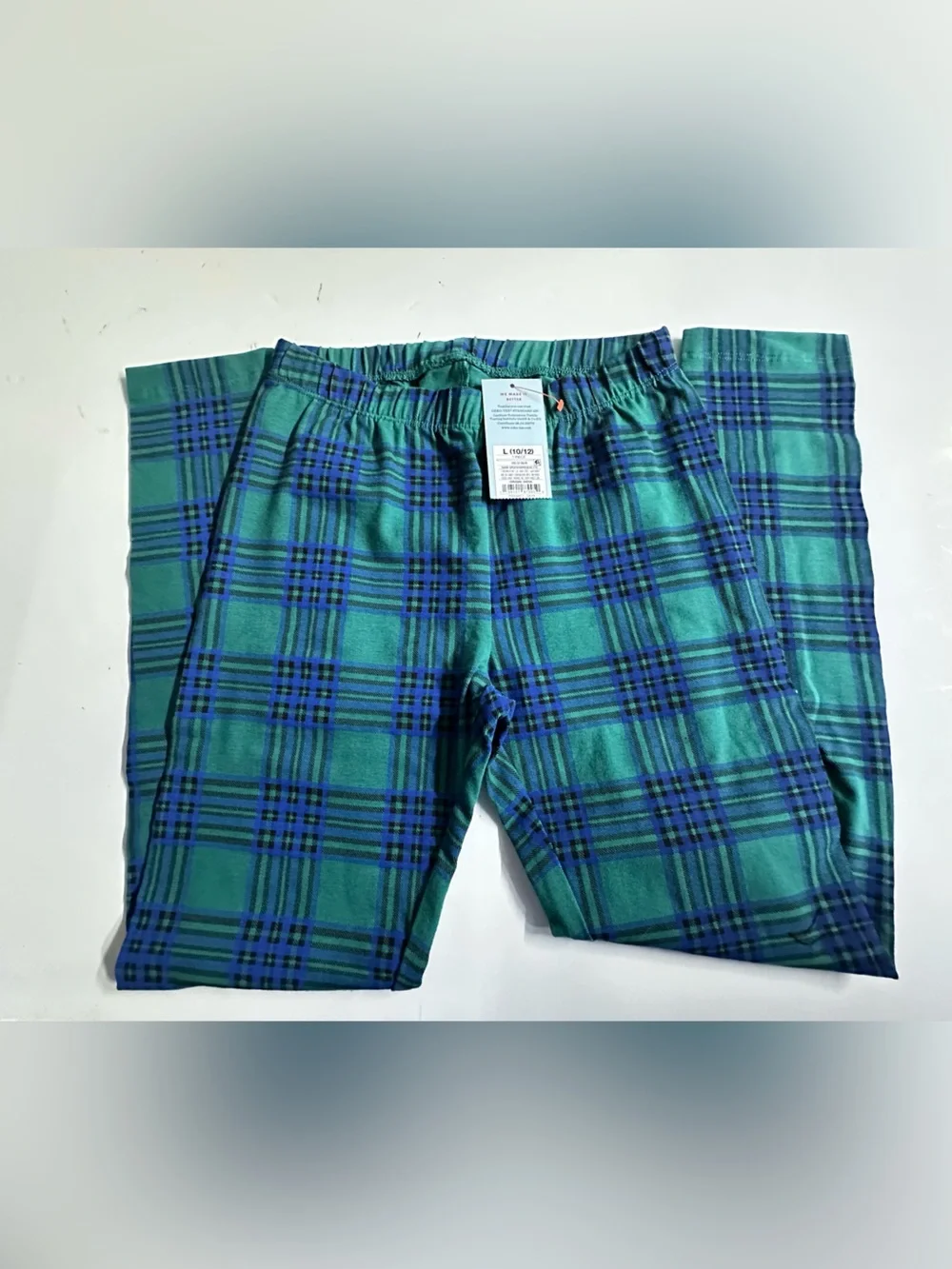 Cat & Jack Green and Blue Plaid Kids Leggings